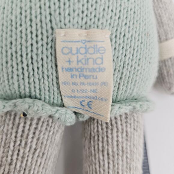 cuddle + kind Mint Green and Gray Claire The Koala Cotton knit plush Doll 13" - Picture 5 of 7